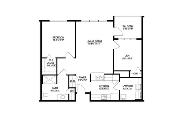 Architectural floor plan of a residential unit