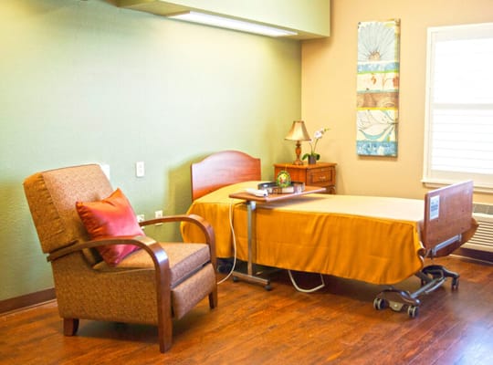 Cozy resident room with furniture and decor