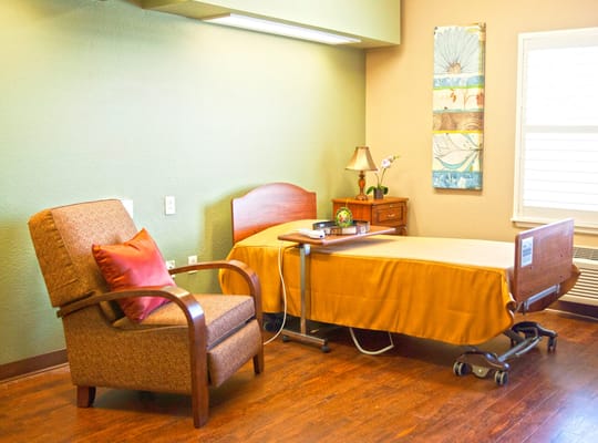 Cozy resident room with furniture and decor