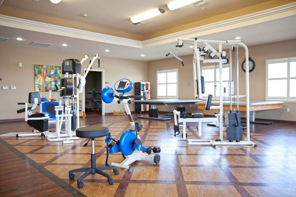 Well-equipped exercise room with fitness equipment