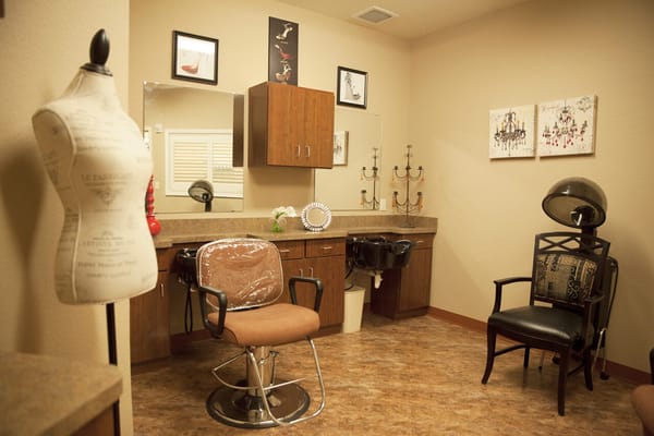 Interior view of a salon in assisted living facility