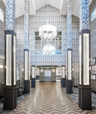 Bright and elegant lobby area with modern decor