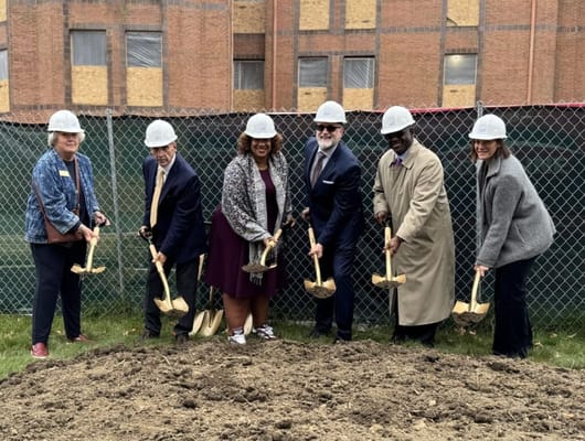 Groundbreaking ceremony with staff and community members
