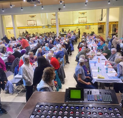 Residents participating in a bingo event in the activity room