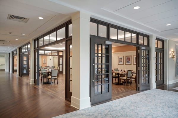 Interior view of a common area in a senior living facility