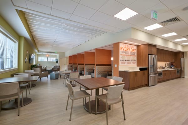 Dining area with modern furniture and a welcoming atmosphere