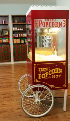 Vintage popcorn machine in a facility common area