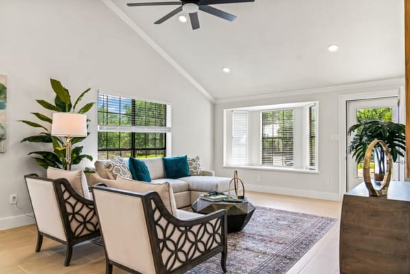 Bright interior common area with comfortable seating