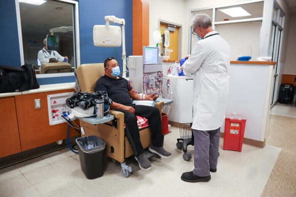 Patient receiving treatment in a medical facility