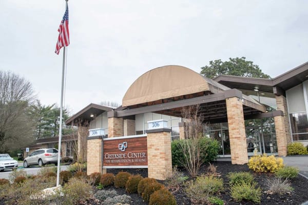 Exterior view of a senior care facility entrance