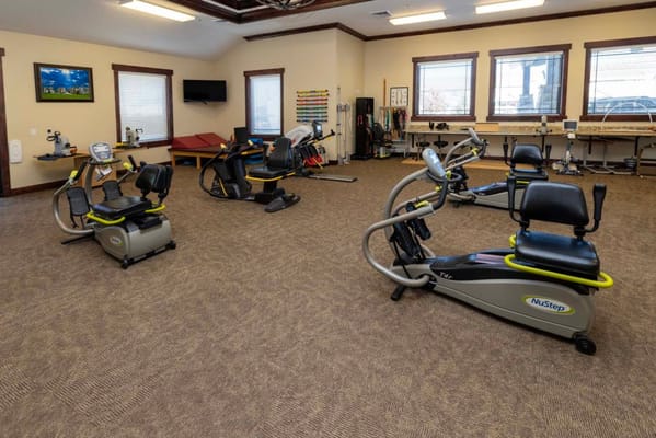 Interior view of a fitness area with exercise equipment