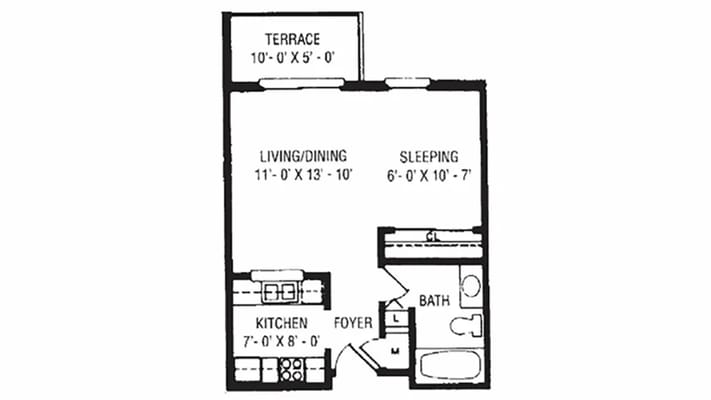Architectural floor plan of a living space