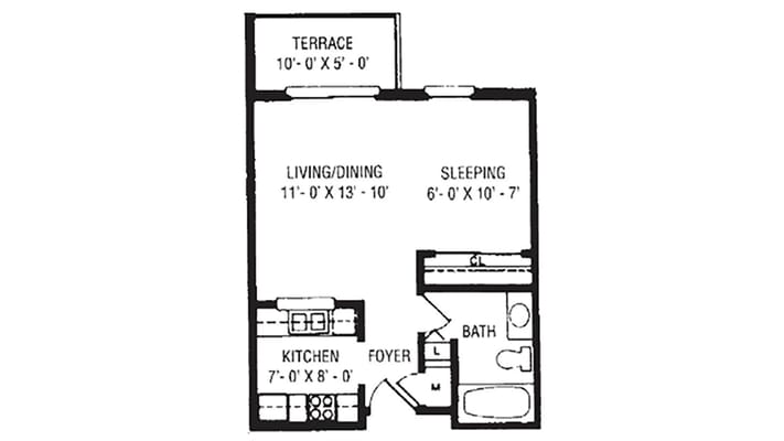 Architectural floor plan of a living space