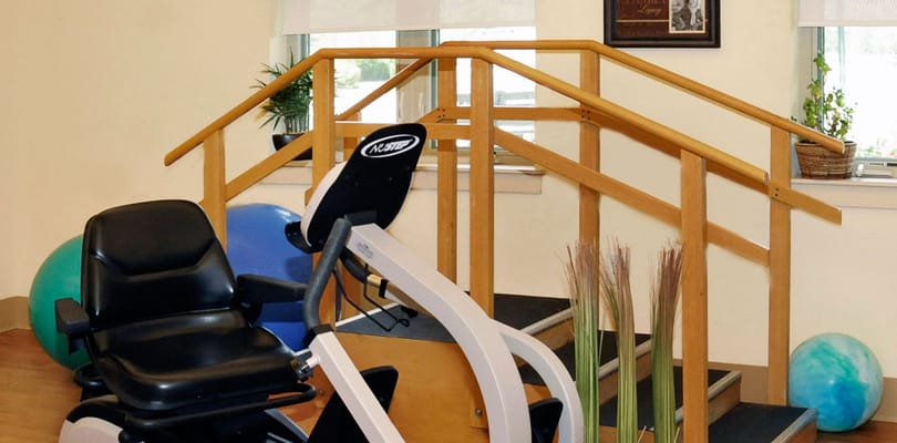 Accessible exercise equipment in a therapy area