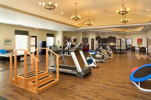 Interior fitness area with exercise equipment