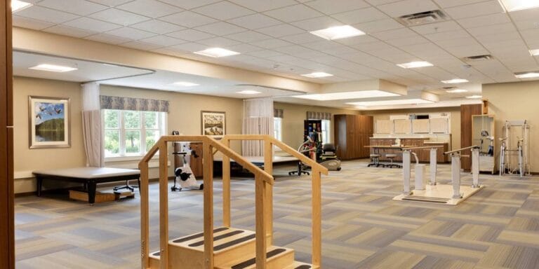 Interior view of a spacious rehabilitation room