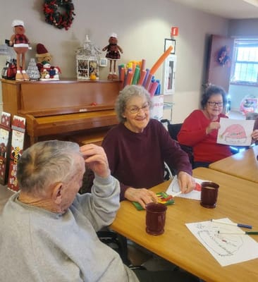 Residents participating in an arts and crafts activity