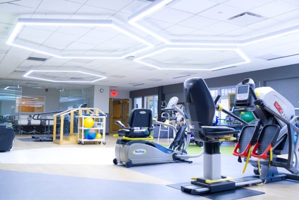 Interior of a modern therapy gym with equipment