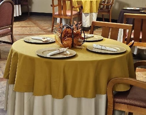 Dining table set with elegant decor