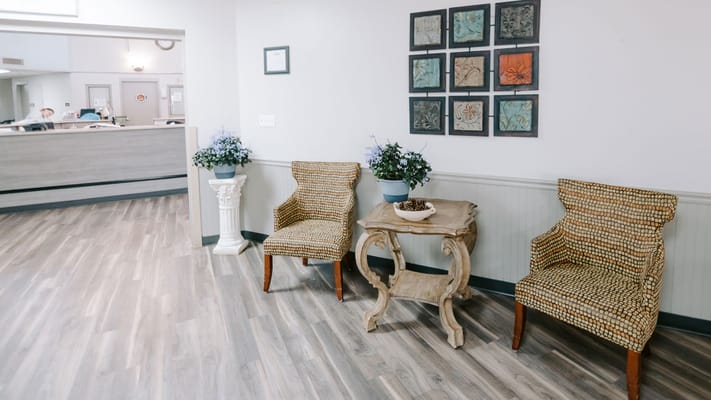 Interior space with seating in a communal area