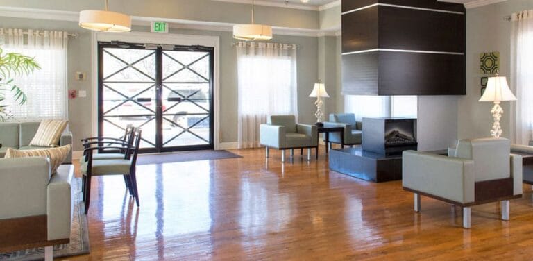 Bright and welcoming lobby area with seating