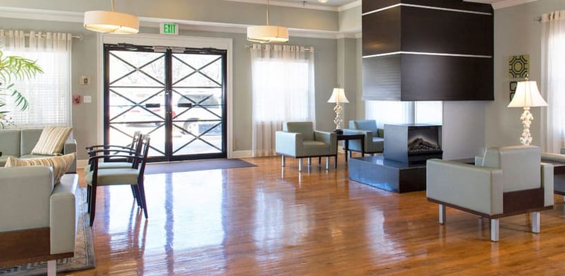 Bright and welcoming lobby area with seating