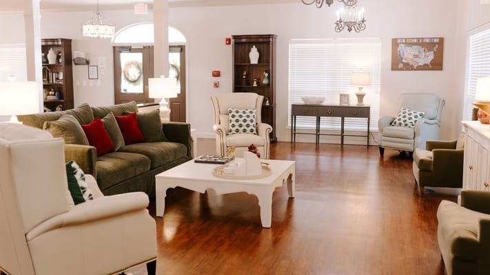 Bright common area with comfortable seating