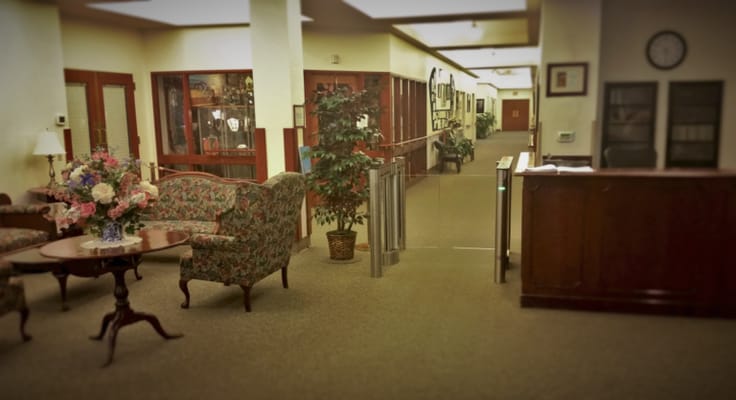 Interior lobby of a senior living facility