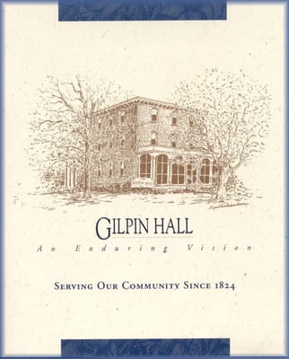 Illustration of Gilpin Hall building with trees