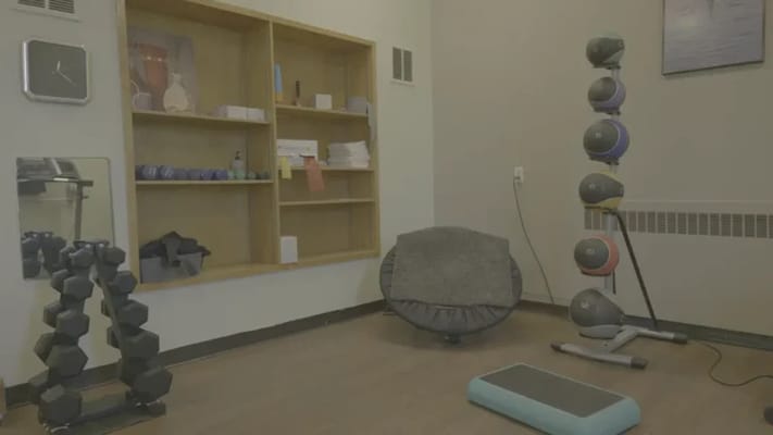 Interior fitness area with exercise equipment