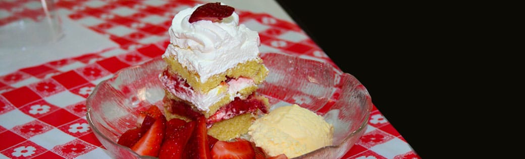 Strawberry shortcake dessert with ice cream