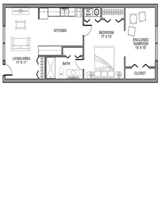 Architectural floor plan of a suite layout