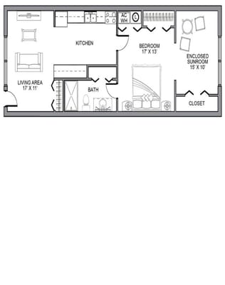 Architectural floor plan of a suite layout