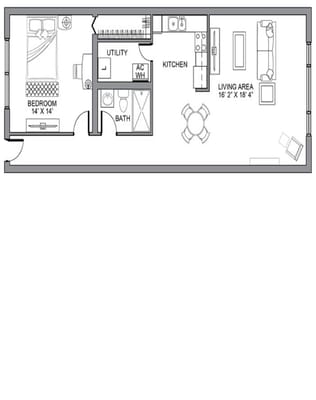 Architectural floor plan of a resident unit