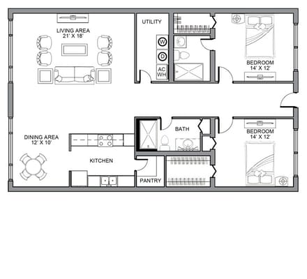 Architectural floor plan of a unit layout