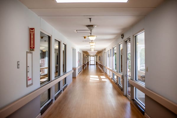 Spacious hallway with natural light and wooden flooring