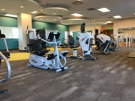Interior view of a fitness area with exercise equipment