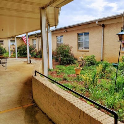 View of a garden area adjacent to a building