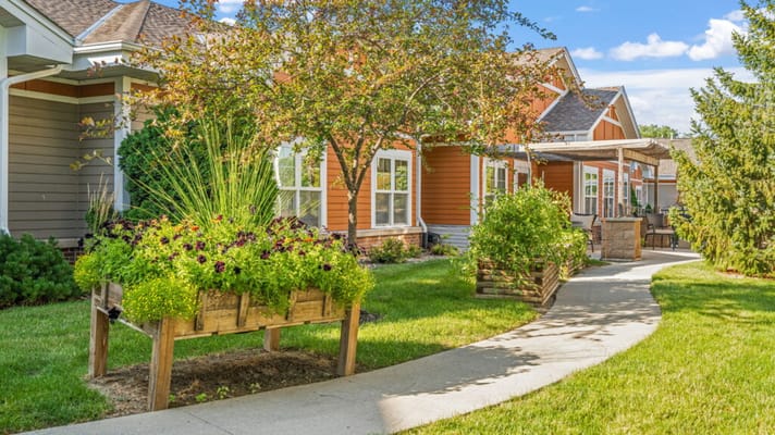 Pathway leading through a vibrant garden area