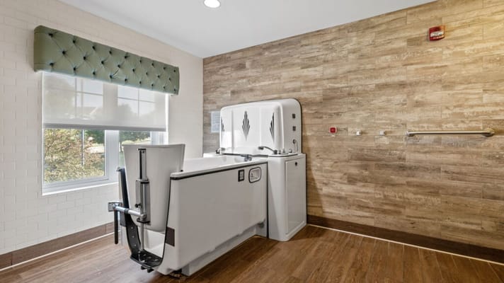 Accessible bathing area in a senior living facility