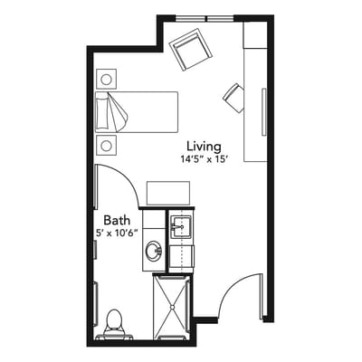 Architectural floor plan of a living space