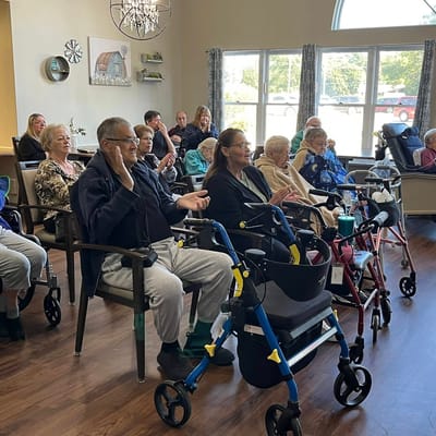 Residents enjoying a group activity in a common area