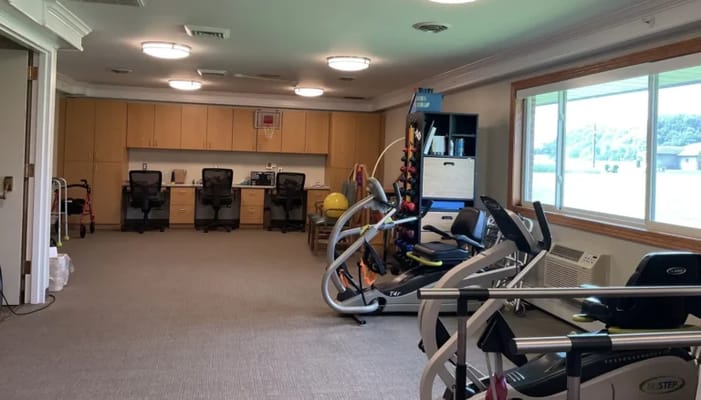 Interior view of a fitness room with equipment