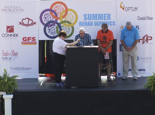 Residents participating in the Summer Rehab Olympics event