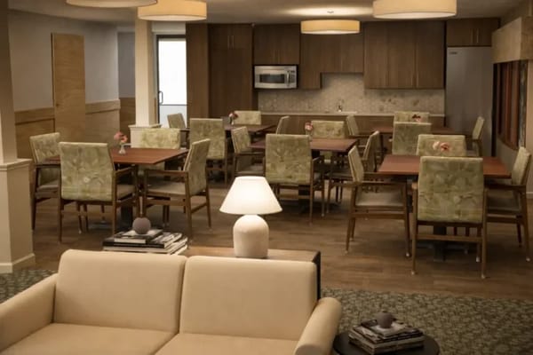 Bright dining area with modern furnishings