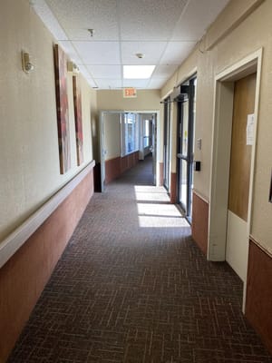 Interior hallway of a nursing home facility