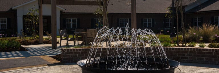 Water fountain in a garden area