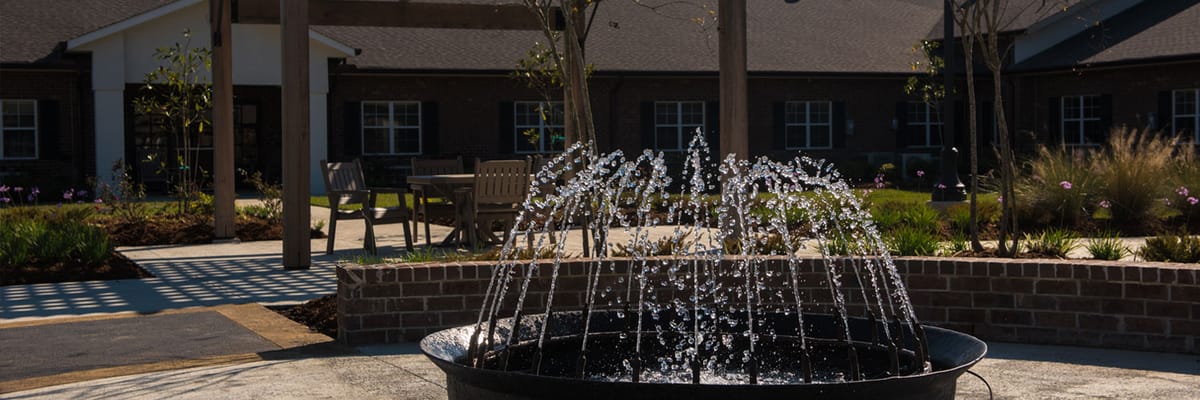 Water fountain in a garden area