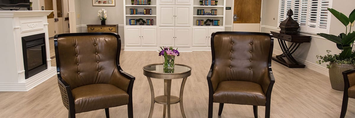 Seating area in a bright interior common space