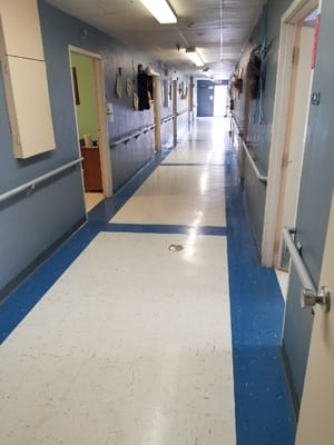 Empty hallway in a senior living facility